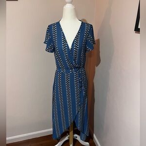 Blue Print Wrap Dress